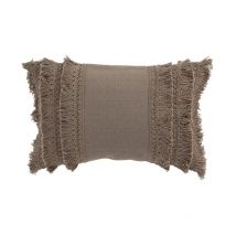 Paris Prix - Coussin Déco 'Bord Floches' 30x45cm Taupe