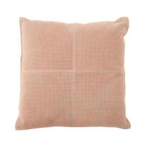 Coussin Déco en Cuir 'Croix' 45x45cm Rose