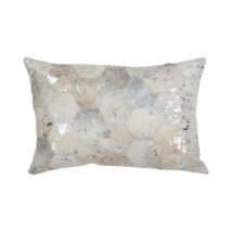 Coussin Déco en Cuir "Spark" 40x60cm Argent