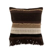 Coussin Déco à Franges "Ethnique" 45cm Marron