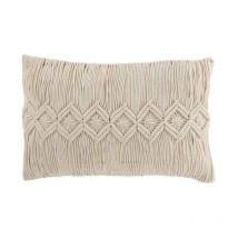 Coussin Déco "Linea Macramé" 40x60cm Blanc
