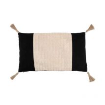 Coussin Déco 'Tissage' 30x50cm Noir & Beige