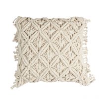 Coussin Déco Macramé 'Crush' 40x40cm Beige