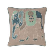 Coussin Design Éléphant "Mediterranean" Gris & Bleu