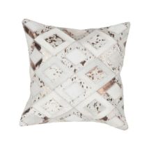 Coussin en Cuir "Spark" 45x45cm Ivoire & Chrome