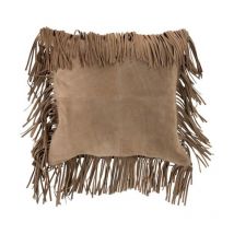 Coussin à Franges "Cuir" 45cm Beige