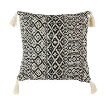 Coussin à Pompons "Ethnique Chic" 40x40cm Noir