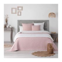 Dessus de Lit Matelassé 'Mellow' 80x180cm Rose & Blanc