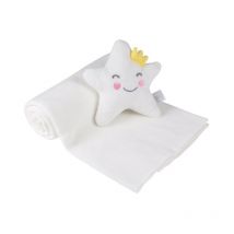 Doudou avec Plaid "Étoile" 80x100cm Blanc