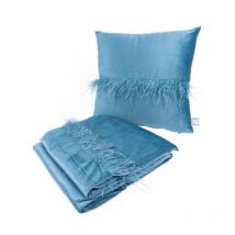 Ensemble Coussin & Plaid 'Palmira' 130x170cm Bleu