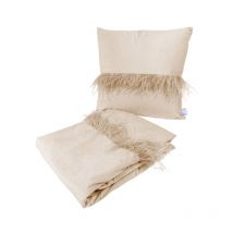 Ensemble Coussin & Plaid "Palmira" 130x170cm Champagne