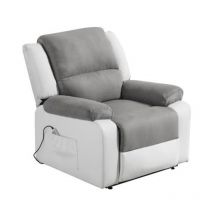 Fauteuil de Relaxation Électrique "Ottawa" 98cm Gris & Blanc