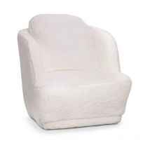 Paris Prix - Fauteuil Tissu 'Peau de Mouton' 77cm Crème