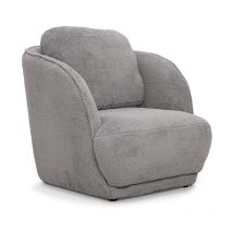Paris Prix - Fauteuil Tissu 'Peau de Mouton' 77cm Gris