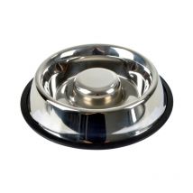 Gamelle Anti-Glouton Chien & Chat 'Inox' 30cm Argent