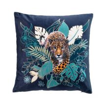 Housse de Coussin Imprimée 'Felina' 40x40cm Bleu