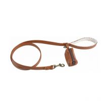 Laisse & Distributeur de Sacs Chien "Wooly" 125cm Cognac