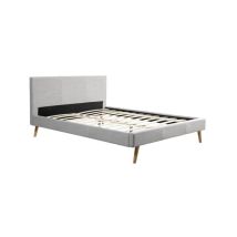 Lit Adulte en Tissu' Cormat' 160x200cm Gris Clair