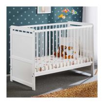Lit Bébé & Matelas 'Tymek' 124cm Blanc