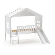 Paris Prix - Lit Cabane & Toboggan Enfant 'Housebed' 90x200cm Blanc