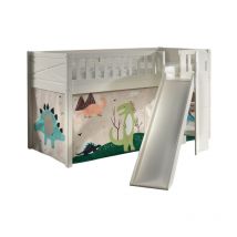 Paris Prix - Lit Enfant Toboggan & Tente 'Scott Dino' 90x200cm Blanc