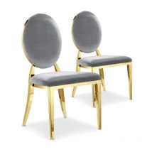 Lot de 2 Chaises Médaillon Velours "Tatianna" 90cm Argent & Or