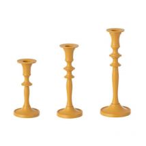 Lot de 3 Bougeoirs Design 'Vicky' 23cm Ocre