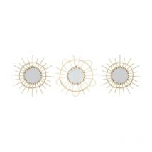 Paris Prix - Lot de 3 Miroirs en Rotin 'Fixation Mur' 28cm Naturel