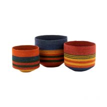 Paris Prix - Lot de 3 Paniers Déco 'African Desire' 30cm Multicolore