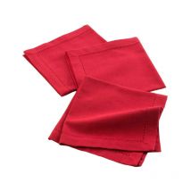 Lot de 3 Serviettes de Table 'Charline' 40x40cm Rouge