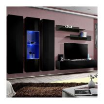 Meuble TV Mural Design "Fly V" 310cm Noir