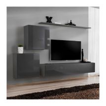 Meuble TV Mural Design "Switch V" 250cm Gris