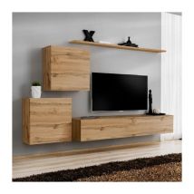 Meuble tv Mural Design 'Switch v' 250cm Naturel