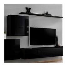Meuble tv Mural Design 'Switch v' 250cm Noir