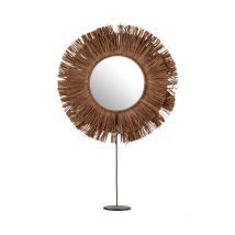 Paris Prix - Miroir sur Pied en Raphia 'Saffron' 50cm Marron