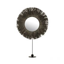 Miroir sur Pied à Poser "Raphia" 51cm Gris