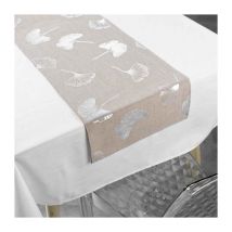 Nappe & Chemin de Table 'Euphoria' 140x250cm Blanc & Noisette