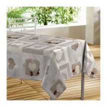 Nappe Toile Cirée "Cosy Coeur" 140x300cm Gris
