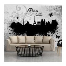 Papier Peint "Paris is Always a Good Idea Black & White" 140 x 200 cm