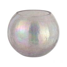 Photophore en Verre "Boule Craquelée" 20cm Mauve