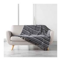 Plaid Déco à Franges 'Tissia' 120x150cm Noir