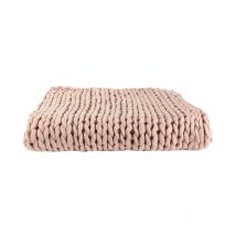 Plaid Déco Maille 'Chunky' 120x150cm Rose