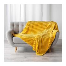 Plaid Flanelle Uni 'Kalie' 180x220cm Jaune