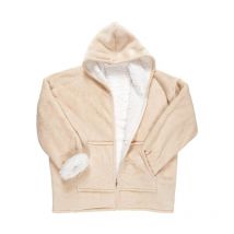 Plaid Sweat à Capuche 'Fermeture' 85x118cm Beige