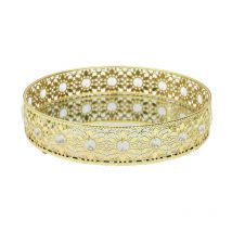 Paris Prix - Plateau de Service Déco 'Miroir' 25cm Doré