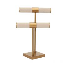 Porte Bijoux sur Pied 'Double' 29cm Beige & Or