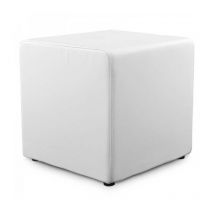 Paris Prix - Pouf Carré Design 'Cube' 41cm Blanc