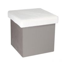 Pouf & Coffre de Rangement "Léo" 38cm Gris