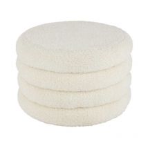 Paris Prix - Pouf Rond Design 'Teddy' 65cm Blanc