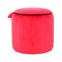 Pouf Rond Velours "Reese" 43cm Rouge